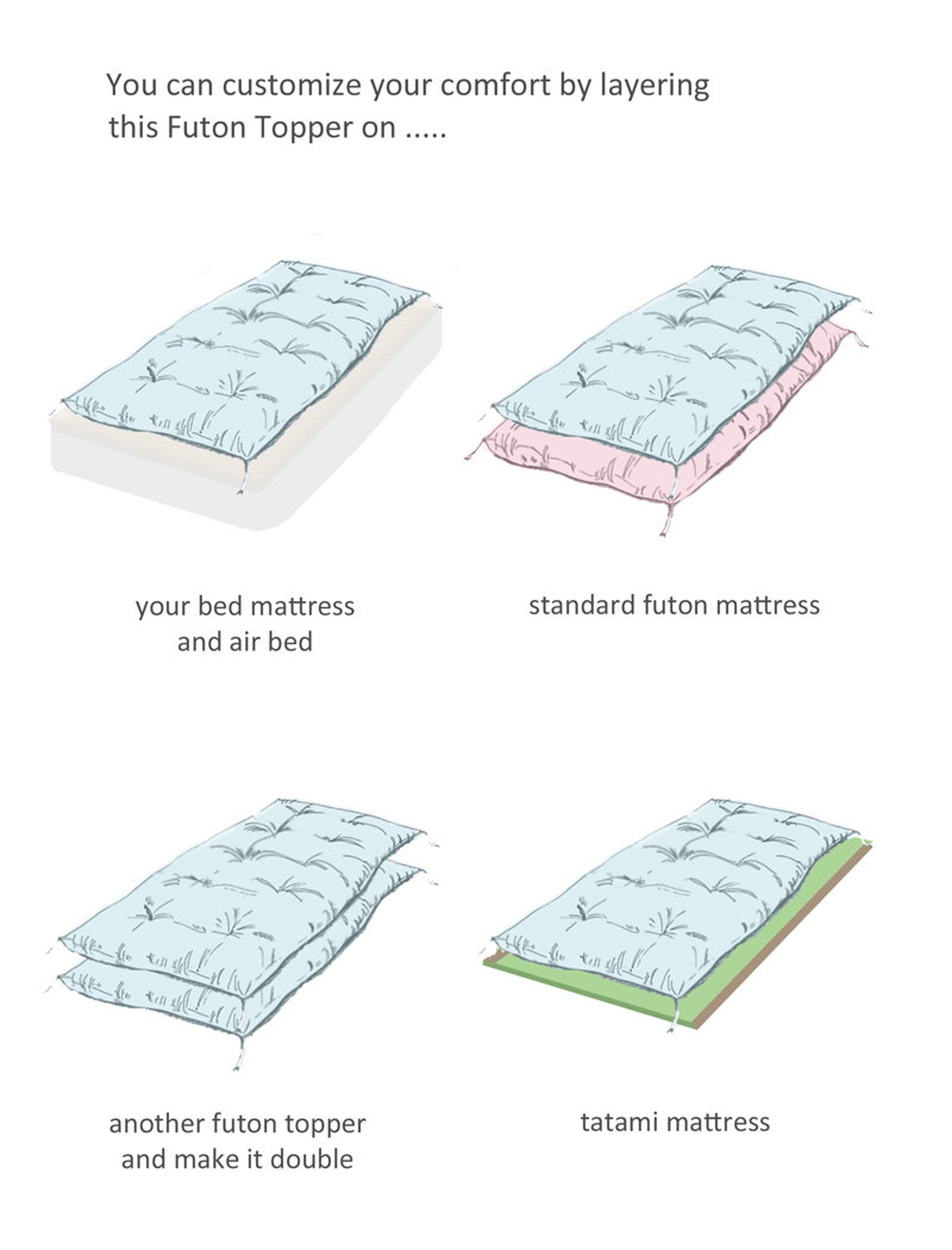 Japanese Futon Mattress Topper Futon Topper Thinner Etsy