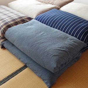Cover for Shikibuton, Japanese Shiki Futon Cover – Enshu Weave Textile Ramie Mix Gray, Cover Fabric Only