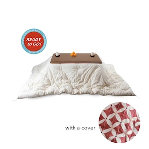Stock Sale MB  Kotatsu Futon Inner and Cover for it Shichihou Red, for square kotatsu,  Natural Cotton Filling, Unbleached Cotton Fabric