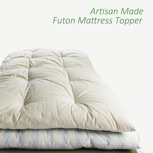 Japanese Futon Topper, Thinner shikifuton, Organic or Non-organic Natural Cotton, Hand Made by Futon Craftsman