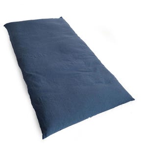 May include: A navy blue rectangular floor cushion. The cushion has a textured surface and is designed for floor use. The cushion is a solid colour and appears to be made of a soft fabric.