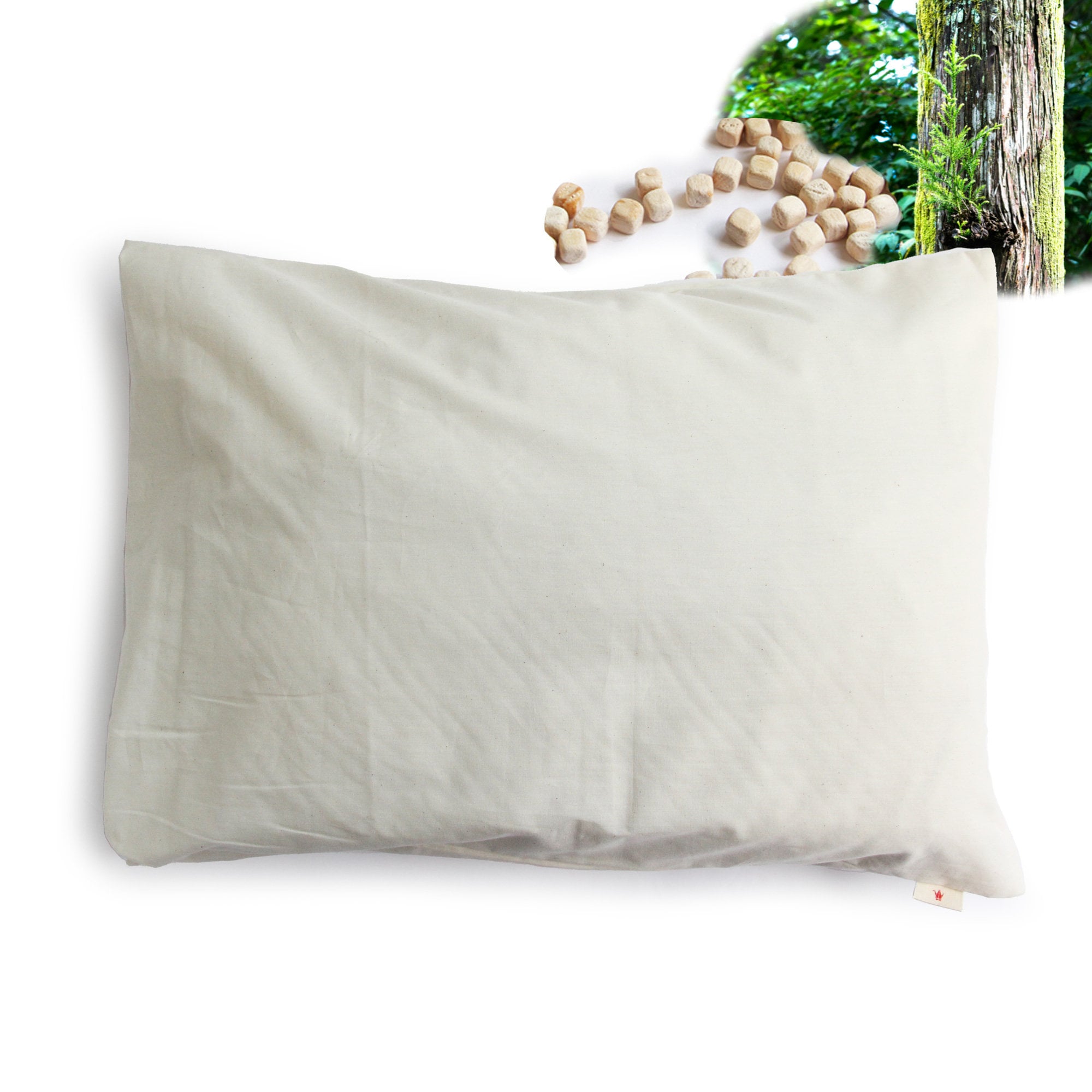 Dual Comfort Pillow, Organic Cotton and Hinoki Chips Adjustable Height, Organic Fabric 43 x 63 cm / organic cotton filling 600g NC