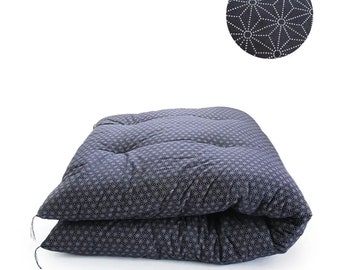 Japanese Futon, Shikibuton,  Natural Cotton Filling, Hand Made by Futon Craftsman - Asanoha - Flax leaf Pattern