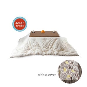 Stock Sale MB  Kotatsu Futon Inner and Cover for it Asanoha Brown, for square kotatsu,  Natural Cotton Filling, Unbleached Cotton Fabric