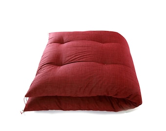 Handgemachter japanischer Futon, Bio-Baumwolle Shikibuton, ""Nagomi Red""