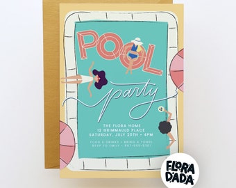 Pool Party Invite • Instant Download • Summer Swim • Pool Birthday Invitation • Editable Template • Girl Friends