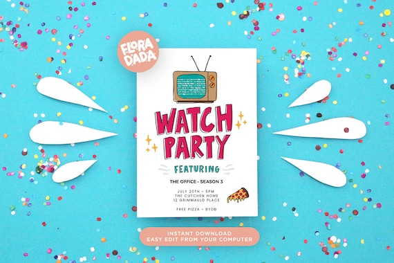 Watch Party Invite Instant Download Movie Night Tv Show Etsy