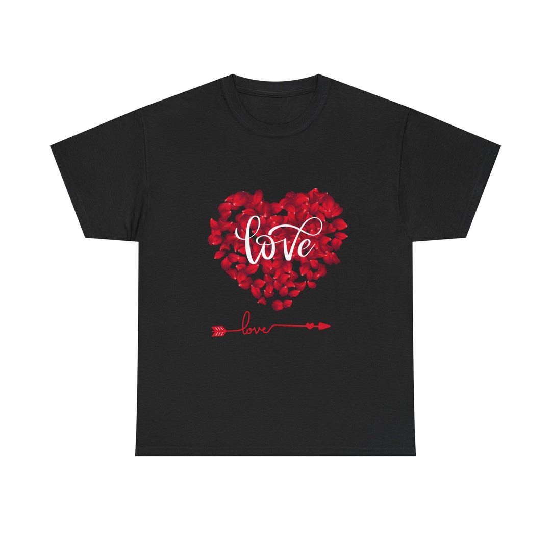 Red Floral Heart Love Tee | Valentine Heart Design - Etsy