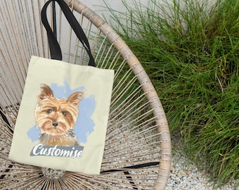 Personalised Yorkshire Terrier Dog Natural Cotton Shopper Tote Bag - Customised Pet Owner Gift