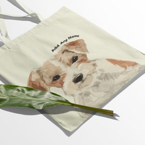 Personalised Jack Russell Dog Portrait Illustration Natural Cotton Shopper Tote Bag