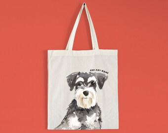 Personalized Schnauzer Dog Breed Tote Bag Canvas Tote Bag Shopping Bag Tote Bag 14 x 15 14 Personalized Bag Custom Tote Bag