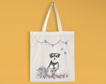 Personalized Schnauzer Dog Breed Tote Bag Canvas Tote Bag Shopping Bag Tote Bag 14 x 15 14 Personalized Bag Custom Tote Bag