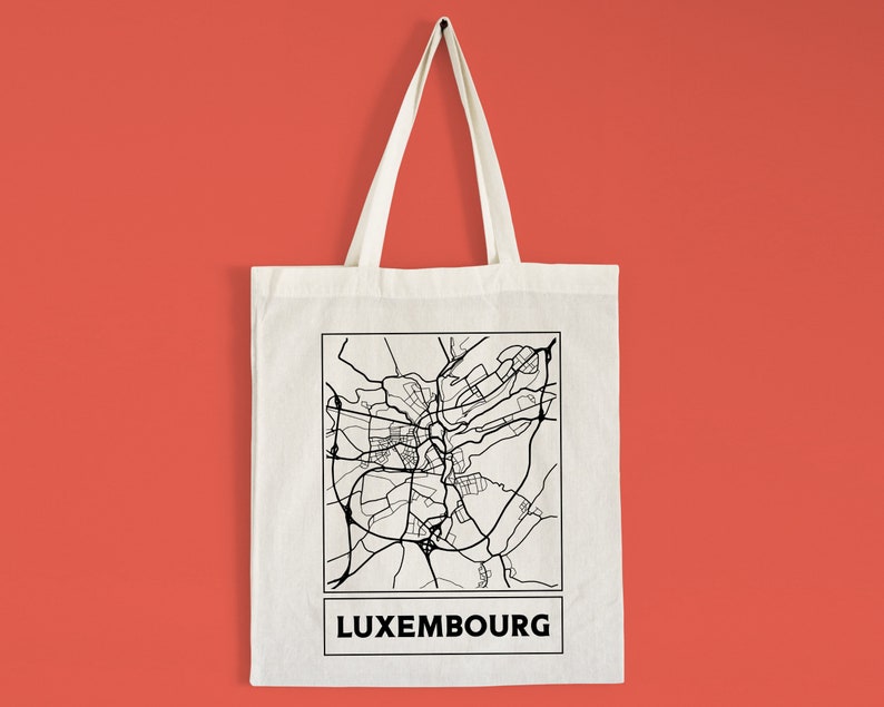 Pick a Style Luxembourg City Street Map Tote Bag