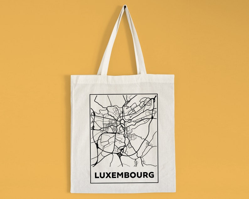 Pick a Style Luxembourg City Street Map Tote Bag