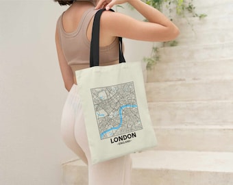 London, England, United Kingdom, City Street Map Tote Bag [Request any City]