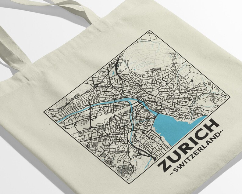 Zurich Switzerland City Street Map Tote Bag request Any Etsy