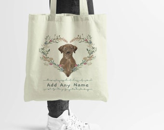 Personalised Labrador Retriever Dog Portrait Natural Cotton Shopper Tote Bag - Add A Name