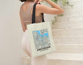 Amsterdam, The Netherlands, City Street Map Tote Bag [Request any City]