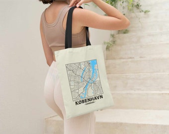 København, Danmark, City Street Map Tote Bag [Request any City]