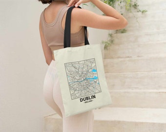 Dublin, Ireland, City Street Map Tote Bag [Request any City]