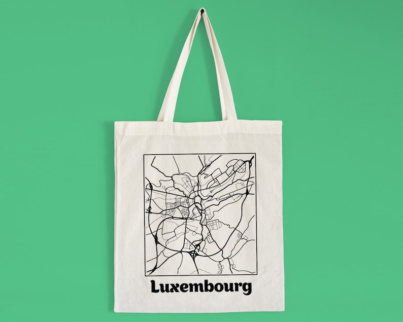 Pick a Style Luxembourg City Street Map Tote Bag