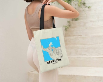 Reykjavik, Ísland, City Street Map Tote Bag [Request any City]