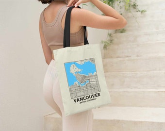 Vancouver, Canada, City Street Map Tote Bag [Request any City]