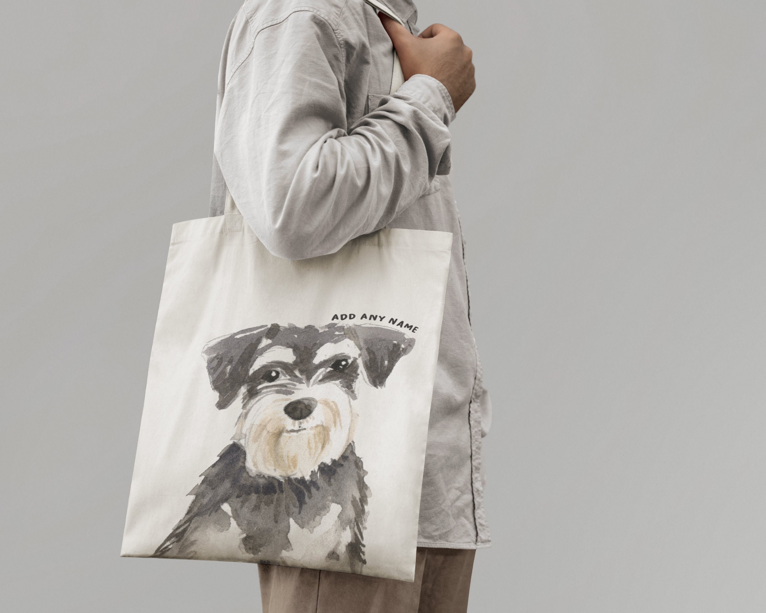 Personalised Miniature Schnauzer Dog Portrait Illustration Natural