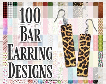 Bar Earrings - 100 Sublimation Earring Designs for Digital Download in PNG format for Sublimation Blanks, Digital Design, ACC Sublimation