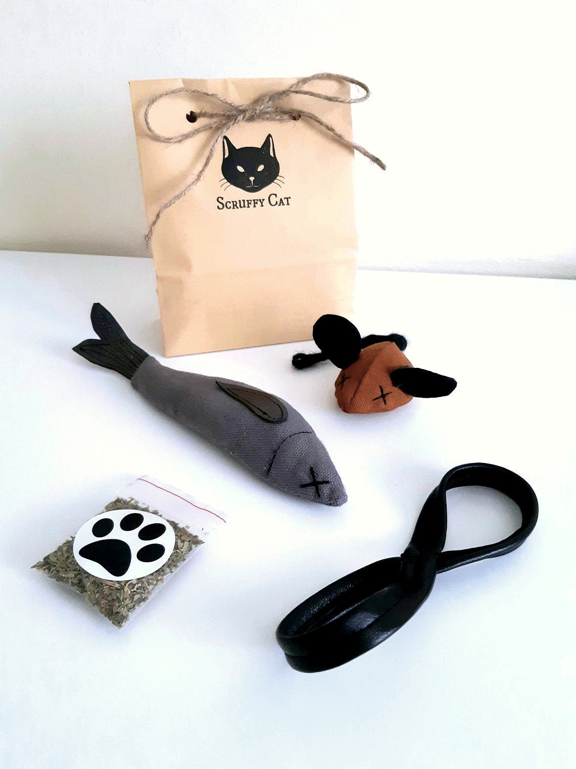 Canvas and Leather Cat Toy Set Organic Catnip Etsy