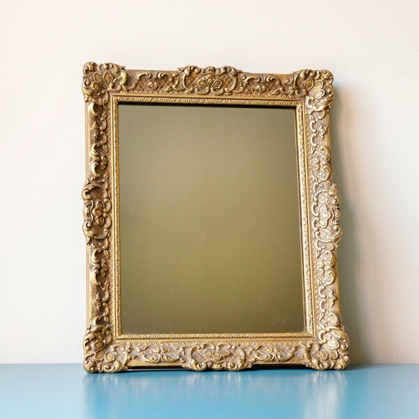 RESERVED - Decorative Framed Dutch Wall Mirror With Tinted Glass , Baroque Mantle Mirror, Made In Holland, Golden Ornate Mirror