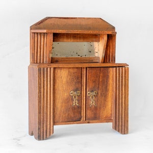 Small Antique Cabinet With Drawer, Art Deco Storage Unit, Handmade Table Stand Chest, Miniature Desk Organizer, Victorian Jewelry Box