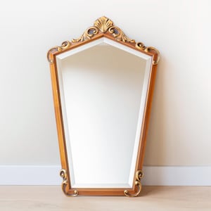 Baroque Mirror With Ornament, Hand Carved Golden Frame, Ornate Mirror, Belgian Wall Mirror, Old Mantle Mirror