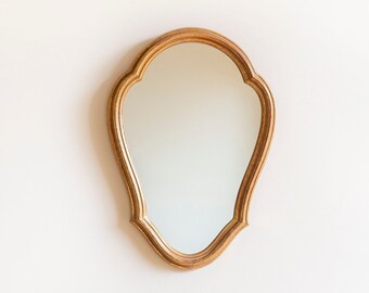 Golden Scalloped Mirror, Belgian Wooden Mirror, Baroque Wall Mirror, Decorative Wall Hanging, Rustic Home Decor, Made In Belgium