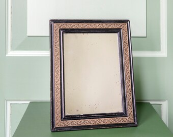 Antique French Mirror With Carved Wooden Frame, Small Decorative Mirror, Distressed Old Wall Mirror, Farmhouse Decor