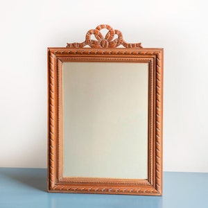 Espejo de madera francés con forma de arco, espejo tallado a mano, espejo barroco ornamentado, espejo de pared con cinta vintage, fabricado en Francia, decoración del hogar campestre