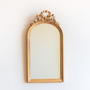 Golden Arch Mirror With Bow, Belgian Wooden Mirror, Deknudt, Baroque Wall Hanging, Decorative Ribbon Mirror, Made In Belgium