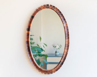 Teak Rosewood Mirror, Oval Danish Wall Mirror, Mid Century Modern, 1960s Design, Minimalist Mirror, Retro Wall Hanging