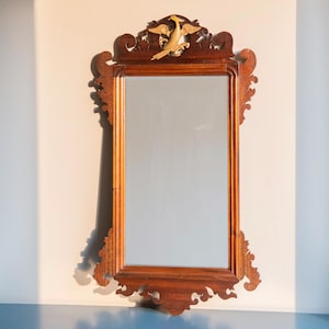 Antique Georgian Mirror, Fret Cut Chippendale Mirror, Mahogany Mantle Mirror, Large Victorian Wall Hanging, Made In England