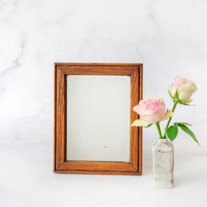 Antique Oak Wooden Mirror, Small Decorative Mirror, Handmade Framed Mirror, Rectangle Handcrafted Dutch Wall Mirror