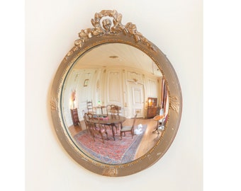 Miroir convexe anglais, miroir mural rond doré, miroir de majordome décoratif, fabriqué en Angleterre, miroir circulaire Bullseye orné