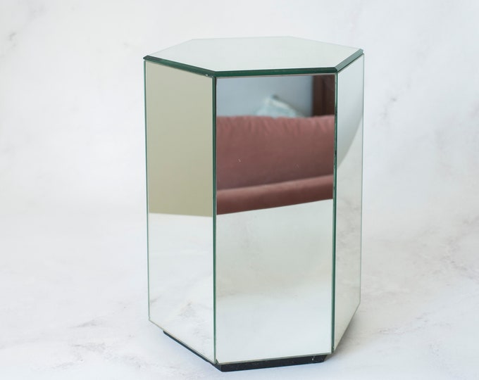 Vintage Mirror Table, Modern Coffee Table, Mirror Side Table, Hexagon Table, Mid Century Modern