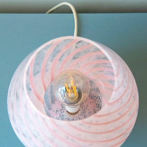 Pink Murano Mushroom Lamp, Small Italian Swirl Glass Table Lamp, Art Glass Desk Lamp, Mid Century Modern, Made In Italy image 7