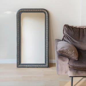 Extra Large Louis Philippe Mirror - Antique French Farmhouse Mirror - 19th Century - Decorative Arch Mirror With Rustic Half Round Frame