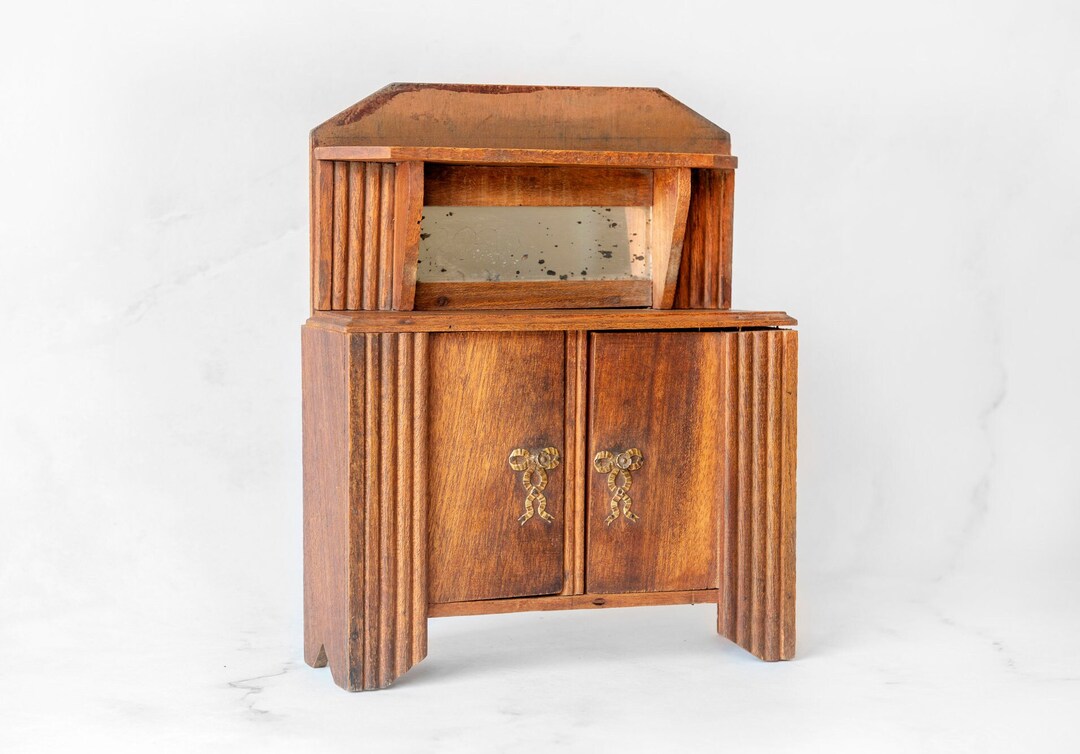 Small Antique With Drawer, Art Deco Storage Unit, Handmade