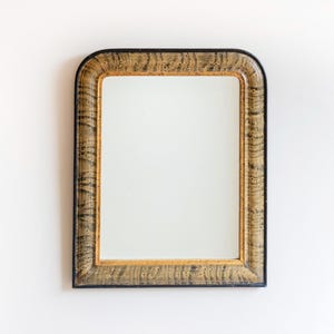 Antique Louis Philippe Mirror - 19th-Century French Farmhouse Mirror - Marbled Arch Frame - Rustic Half-Round Wall Mirror