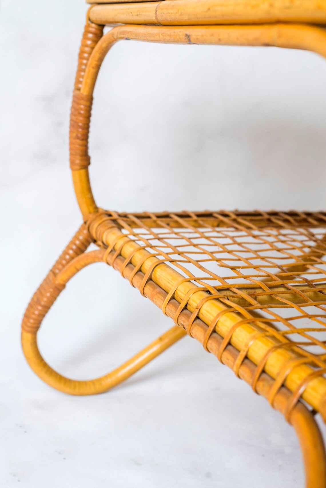 Mesa auxiliar vintage de bambú mesa de centro Rattan de | Etsy