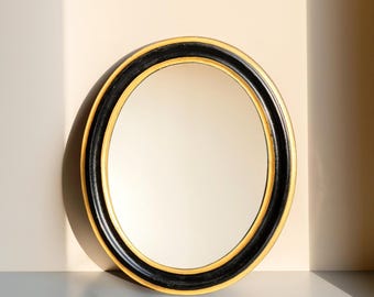 フランスのルイ・フィリップ作、大型アンティークミラー（黒と金、19