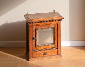 Antique Oak Medicine Cabinet - Mirrored Wall Bathroom Cabinet - European Apothecary Cupboard - Early 1900s