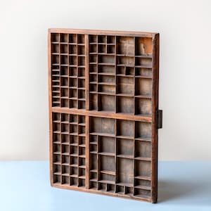 Antique French Printer’s Type Case – Deberny & Peignot Letterpress Tray – Wooden Printers Drawer